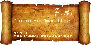 Preininger Amarillisz névjegykártya
